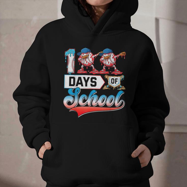 100 Days Of School Boys Baseball Drip 100th Day Dabbing Ball Graphic Youth Hoodie