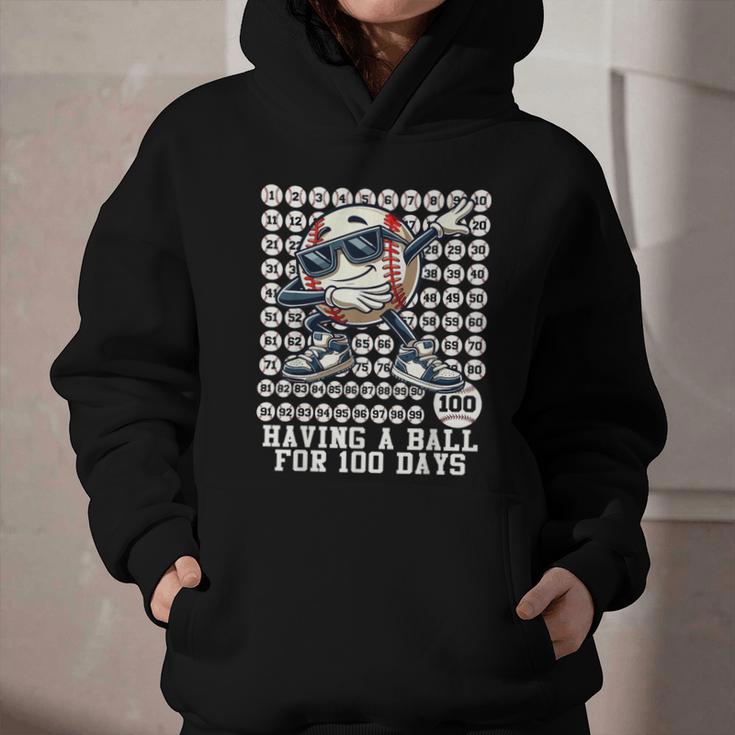 100 Days Of School Boys Dabbing Baseball 100th Day Of School Graphic Youth Hoodie