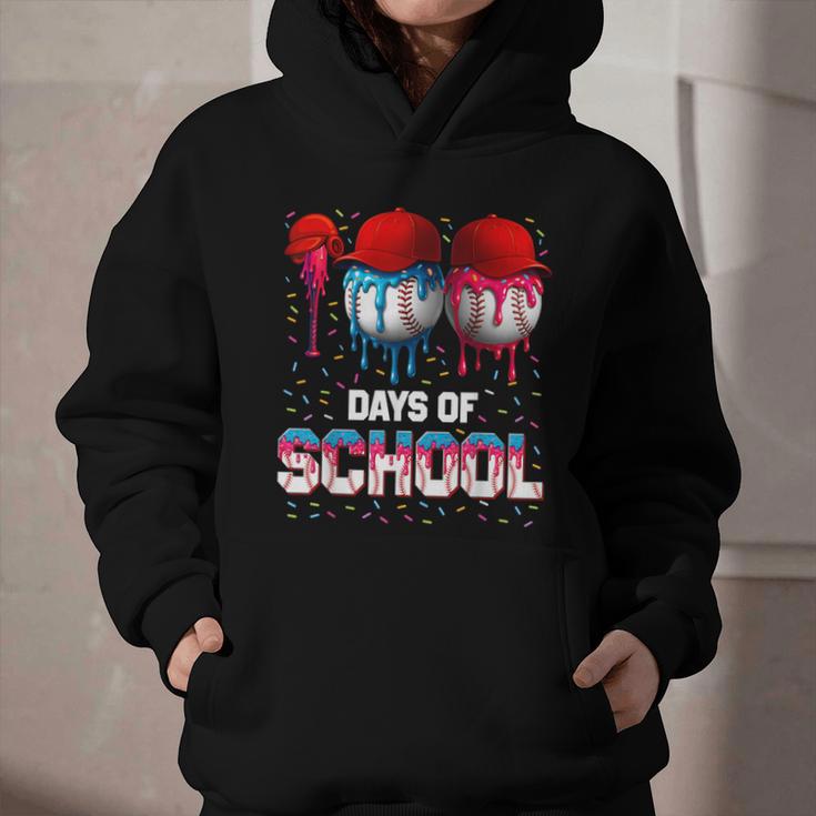 100 Days Of School Dripping Baseball 100th Day Teacher Boy Graphic Youth Hoodie