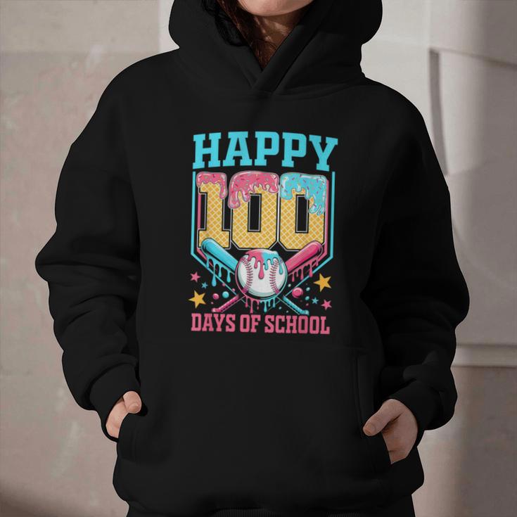 100 Days Of School Kids Baseball Drip 100th Day Of School Graphic Youth Hoodie