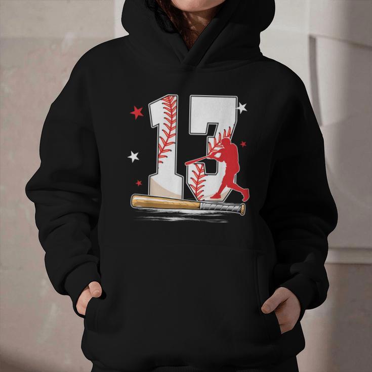 13 Years Old Baseball Birthday Boy 13th Bday Party Graphic Youth Hoodie