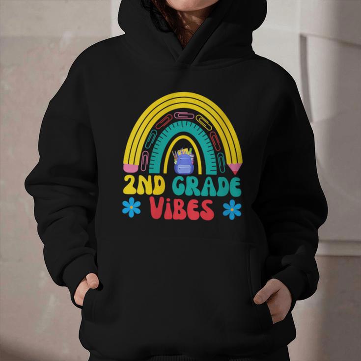 2nd Grade Vibes Back To School Rainbow Second Grade Graphic Youth Hoodie