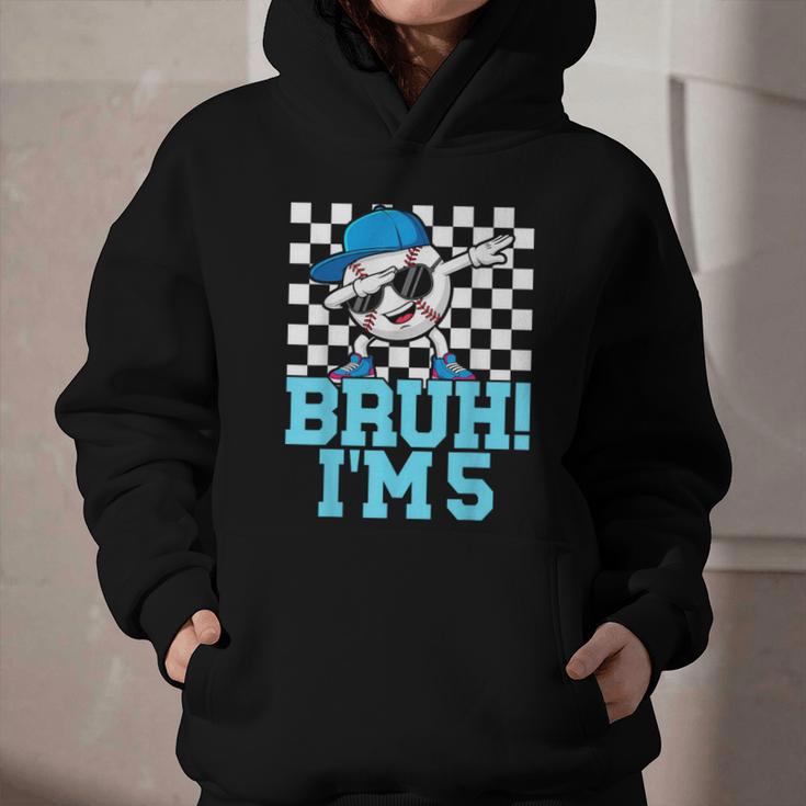 5th Birthday Dabbing Baseball Boys Bruh I'm 5 Year Old Graphic Youth Hoodie