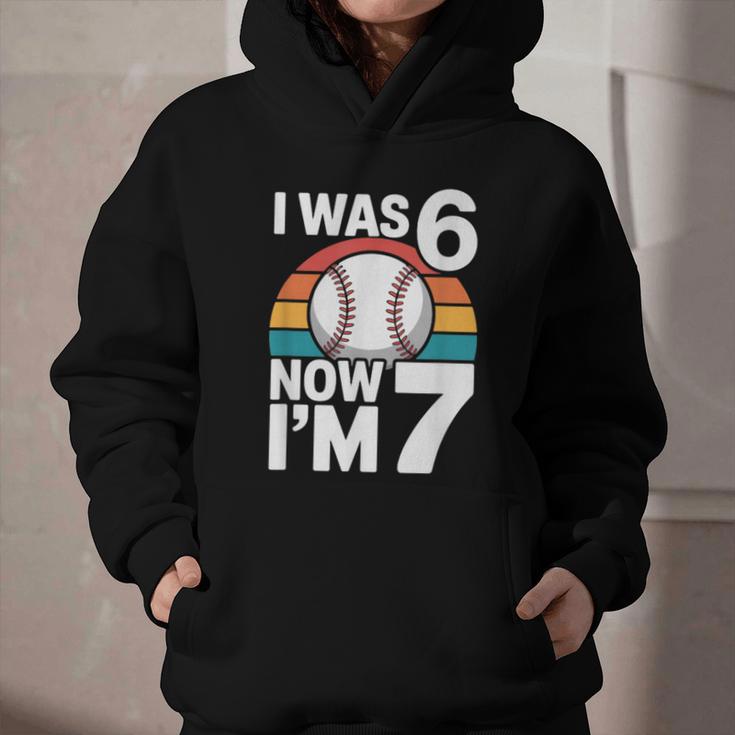 I Was 6 Now Im 7 Baseball Birthday Age 7 Graphic Youth Hoodie