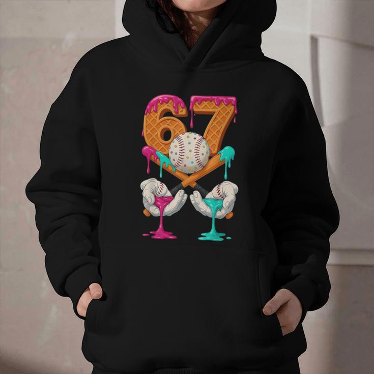 6 7 Ice Cream Drip Baseball Number 67 Player Boy Girl Kids Graphic Youth Hoodie