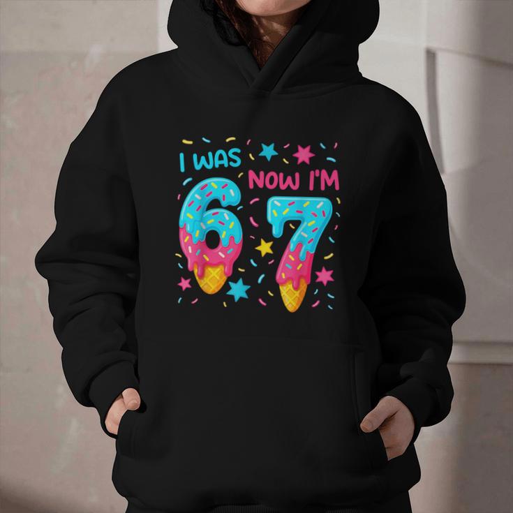 I Was 6 Now I'm 7 67 Birthday Baseball Drip 7 Year Old Graphic Youth Hoodie