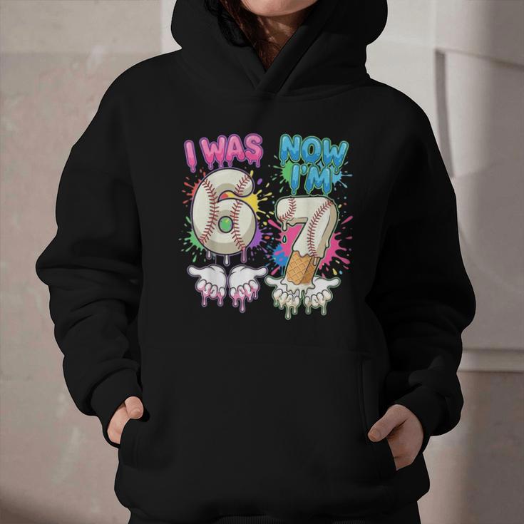 I Was 6 Now I'm 7 Baseball Drip 67 Birthday Boy 7th Birthday Graphic Youth Hoodie