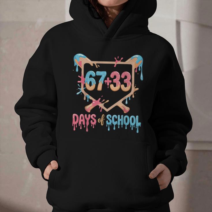 67 33 Days Of School Baseball Drip 100 Days Of School Graphic Youth Hoodie