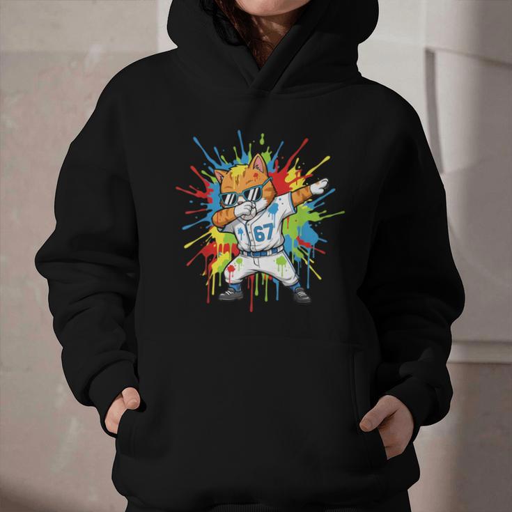 67 Baseball Dabbing Cat 6 7 Dripping Ice Cream Meme Graphic Youth Hoodie