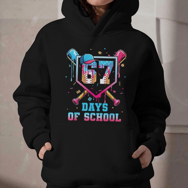 67 Days Of School 67th Day Baseball Meme Men Boys Kids Graphic Youth Hoodie