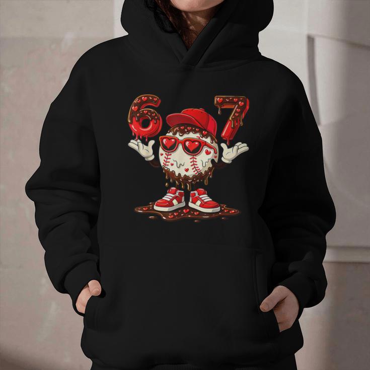 67 Valentine Day Baseball Chocolate Ice Cream Drip Graphic Youth Hoodie