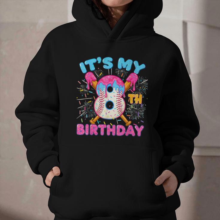 8th Birthday Baseball 8 Year Old Ice Cream Drip Boy Baseball Graphic Youth Hoodie