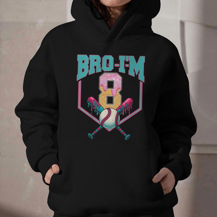 8th Birthday Boy Bro I'm 8 Years Old Baseball Theme Graphic Youth Hoodie