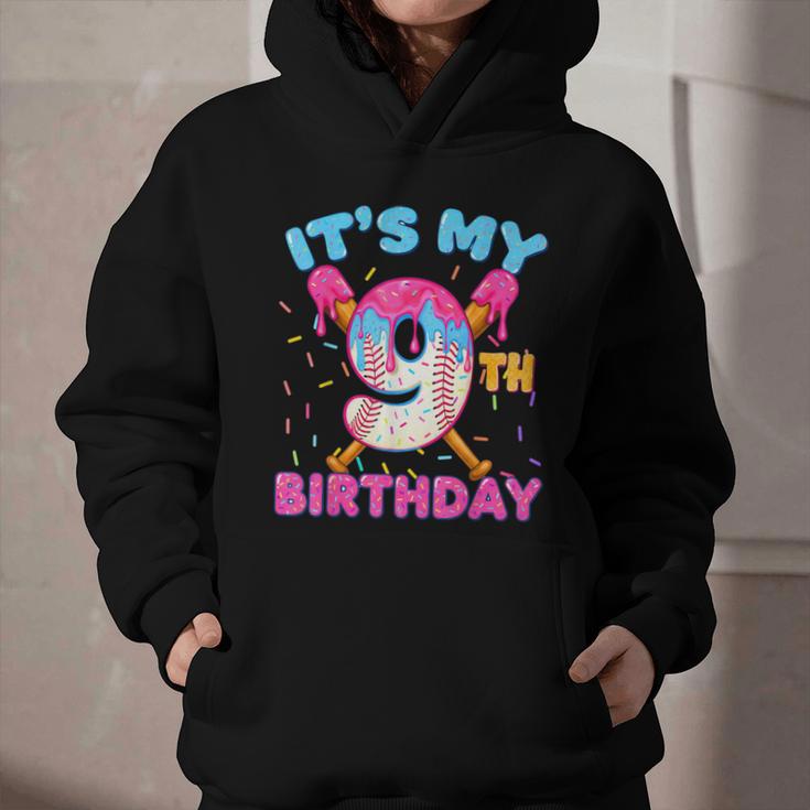 9th Birthday Baseball 9 Year Old Ice Cream Drip Boy Baseball Graphic Youth Hoodie