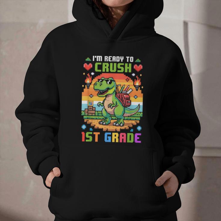 Back To School 1St Grade Boys I'm Ready To Crush Dinosaur Graphic Youth Hoodie Back To School 1St Grade Boys I'm Ready To Crush Dinosaur Graphic Youth Hoodie