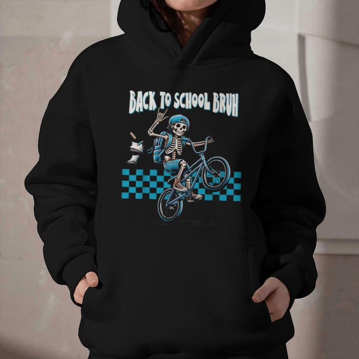Back To School Bruh Boy Skeleton Riding On a BMX Bike Graphic Youth Hoodie