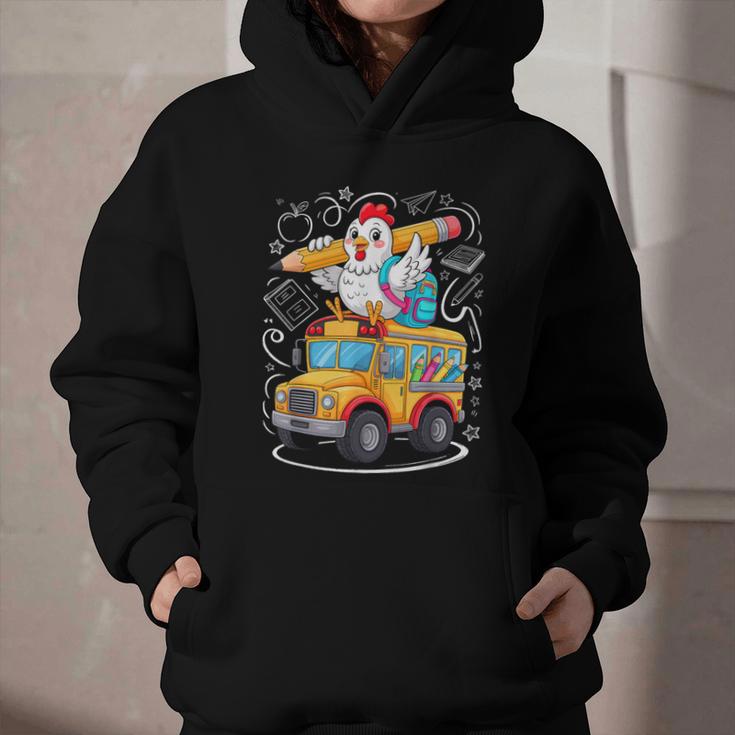 Back To School Chicken School Bus 100 Days Of School Graphic Youth Hoodie Back To School Chicken School Bus 100 Days Of School Graphic Youth Hoodie