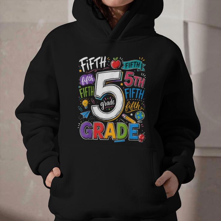 Back To School Fifth 5th Grade Classroom Typography Graphic Youth Hoodie