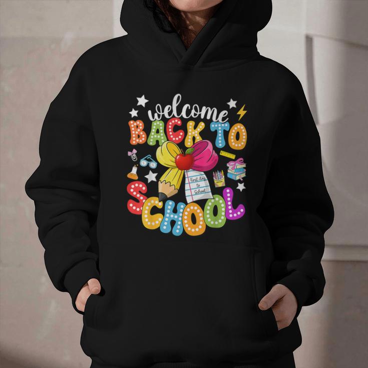 Back To School Pencil Coquette Bow First Day Of School Kids Graphic Youth Hoodie Back To School Pencil Coquette Bow First Day Of School Kids Graphic Youth Hoodie