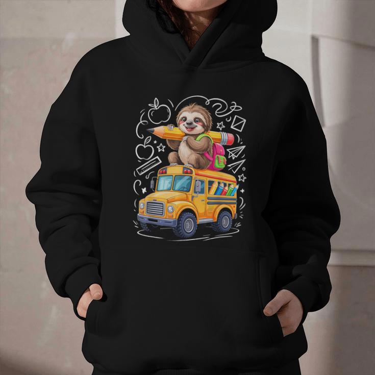 Back To School Sloth School Bus 100 Days Of School Graphic Youth Hoodie