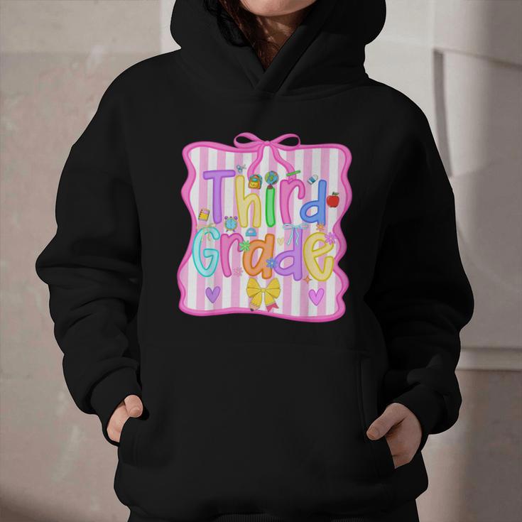 Back To School Third Grade Girls Coquette Bow 3rd Grade Kids Graphic Youth Hoodie