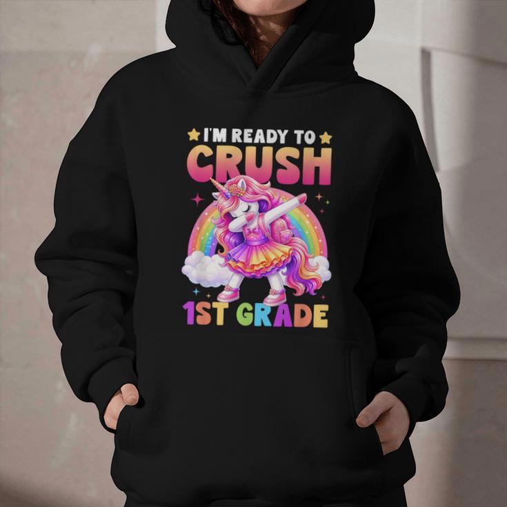 Back To School Unicorn Girls I'm Ready To Crush 1st Grade Graphic Youth Hoodie