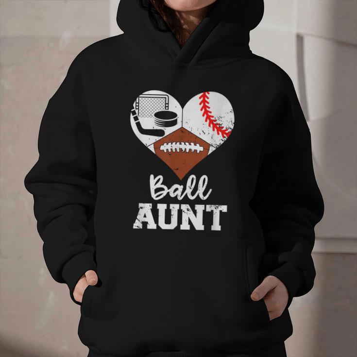 Ball Aunt Heart Football Baseball Hockey Game Day Graphic Youth Hoodie