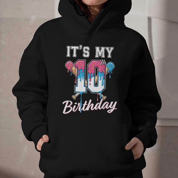 Baseball 10 Year Old Ice Cream Drip 10th Birthday Boys Graphic Youth Hoodie
