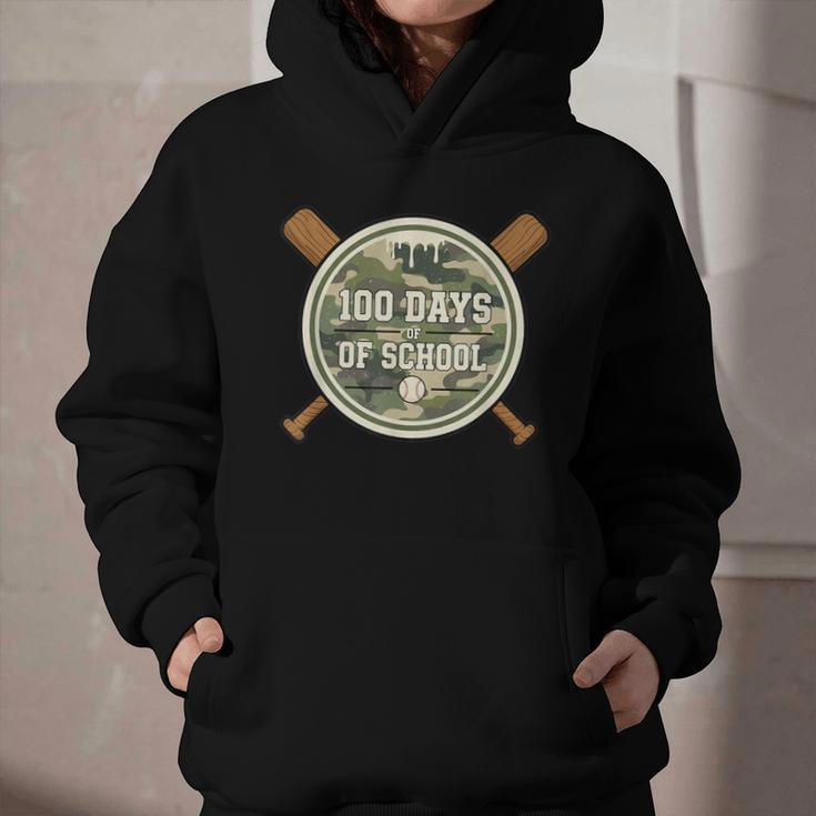 Baseball 100th Day Of School Camouflage Graphic Youth Hoodie
