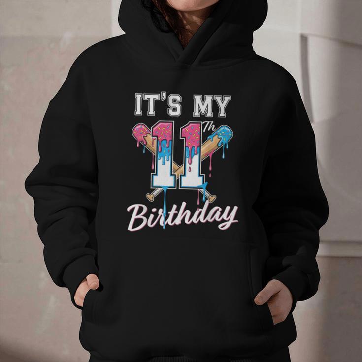 Baseball 11 Year Old Ice Cream Drip 11th Birthday Boys Graphic Youth Hoodie