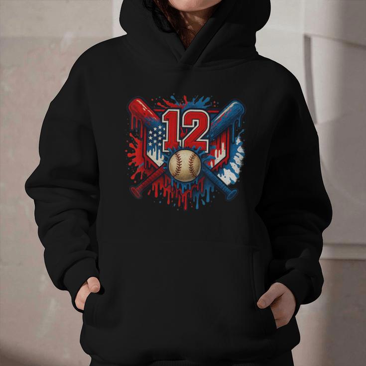Baseball 12 Year Old Splash Drip 12th Birthday Boy Number 12 Graphic Youth Hoodie Baseball 12 Year Old Splash Drip 12th Birthday Boy Number 12 Graphic Youth Hoodie