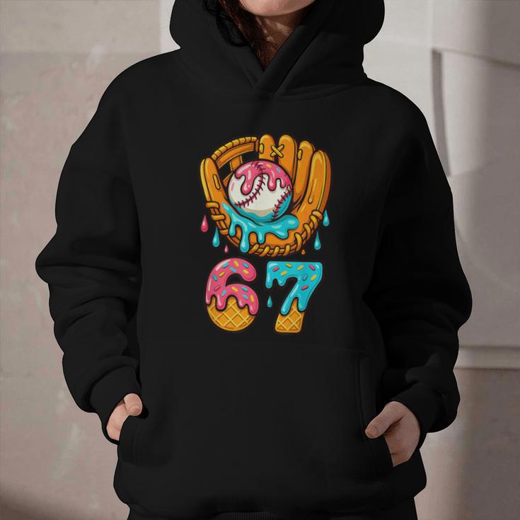 Baseball 67 Ice Cream Drip 67 Six Seven Meme 67th Birthday Graphic Youth Hoodie