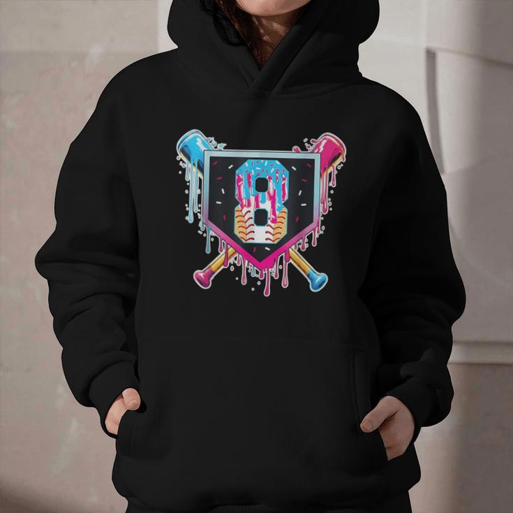 Baseball 8 Year Old Boy Ice Cream Drip 8th Birthday Player Graphic Youth Hoodie