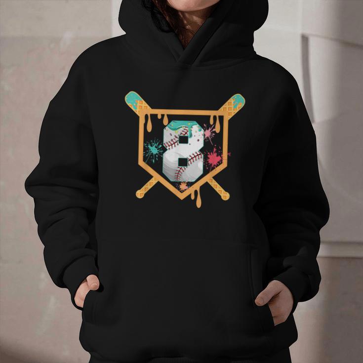 Baseball 8 Year Old Ice Cream Drip 8th Birthday Boy Number 8 Graphic Youth Hoodie Baseball 8 Year Old Ice Cream Drip 8th Birthday Boy Number 8 Graphic Youth Hoodie