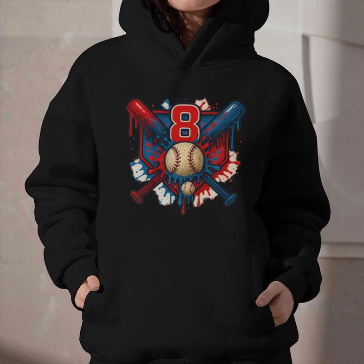 Baseball 8 Year Old Splash Drip 8th Birthday Boy Number 8 Graphic Youth Hoodie Baseball 8 Year Old Splash Drip 8th Birthday Boy Number 8 Graphic Youth Hoodie