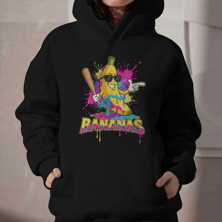 Baseball Banana Splatter Sports Kids Teens Graphic Youth Hoodie
