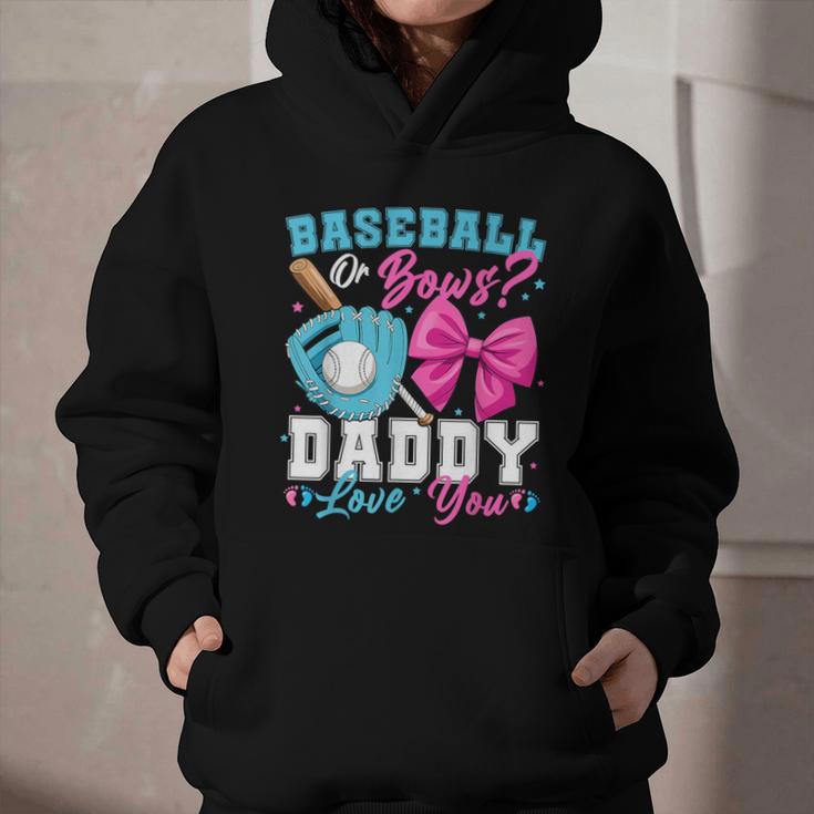 Baseball Or Bows Daddy Loves You Gender Reveal Family Graphic Youth Hoodie