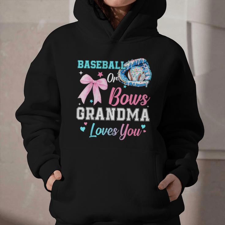Baseball Or Bows Your Grandma Loves You Gender Reveal Graphic Youth Hoodie