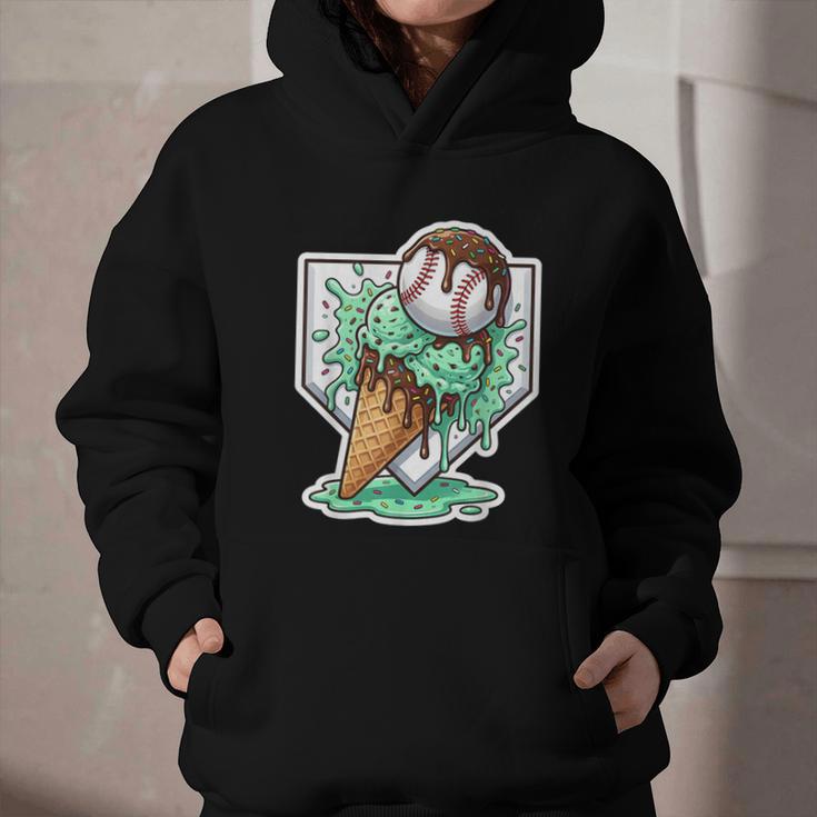 Baseball Boys Ice Cream Drip Baseball Boys Youth Mint Choco Graphic Youth Hoodie