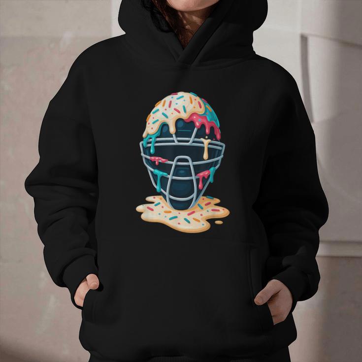 Baseball Catcher Mask Ice Cream Dripping Baseball Boy Youth Graphic Youth Hoodie