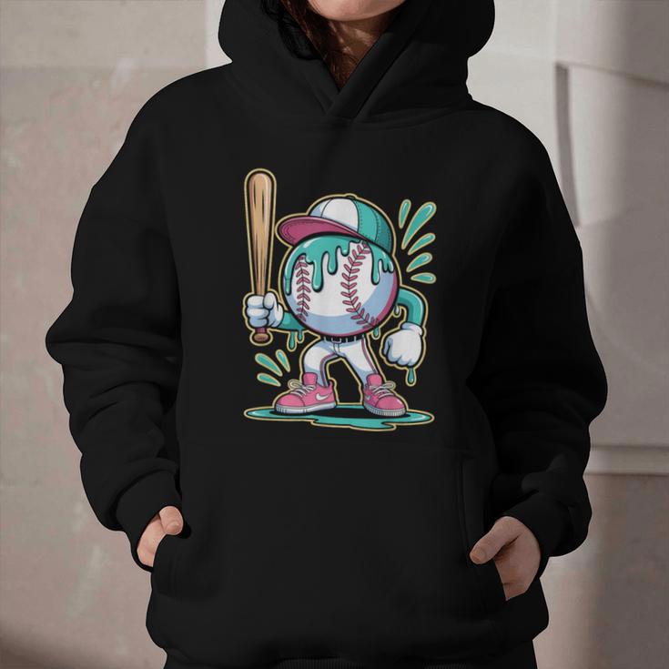 Baseball Character Cartoon Batter Drip Style Women Men Graphic Youth Hoodie Baseball Character Cartoon Batter Drip Style Women Men Graphic Youth Hoodie