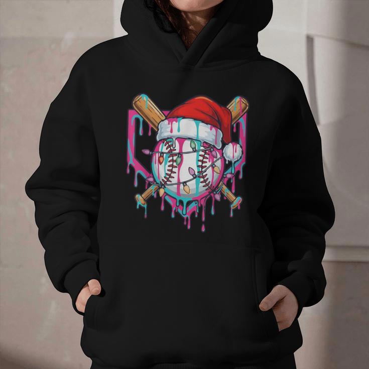 Baseball Christmas Santa Hat Baseball Christmas Drip Graphic Youth Hoodie Baseball Christmas Santa Hat Baseball Christmas Drip Graphic Youth Hoodie