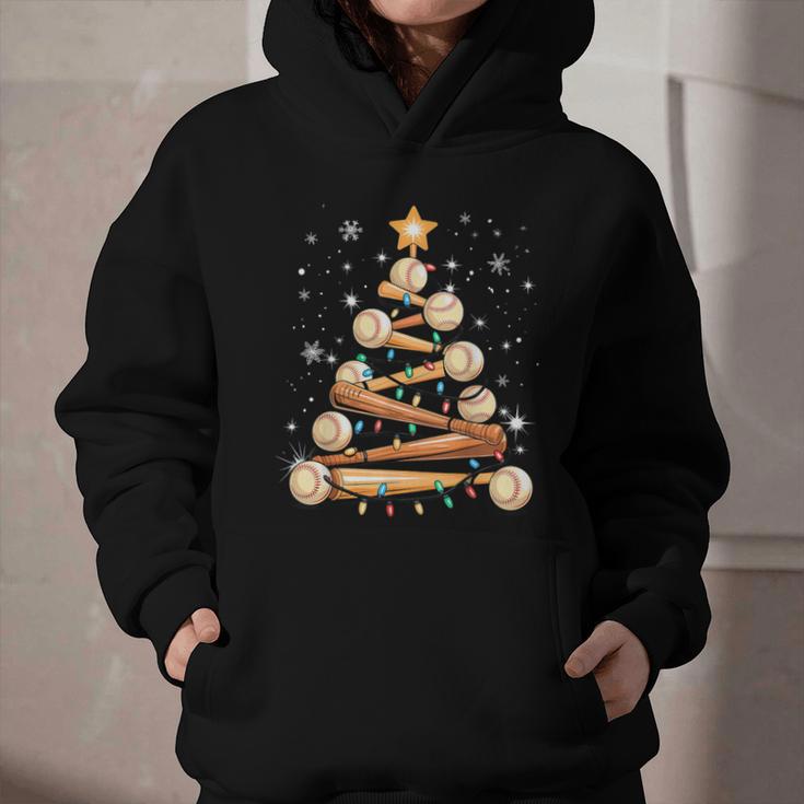 Baseball Christmas Tree Light Xmas Baseball Graphic Youth Hoodie
