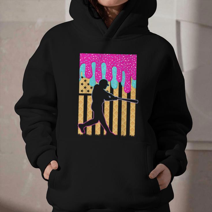 Baseball Drip Bat Boys Ice Cream American Flag 4th Of July Graphic Youth Hoodie Baseball Drip Bat Boys Ice Cream American Flag 4th Of July Graphic Youth Hoodie