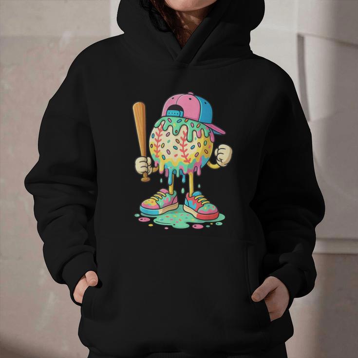 Baseball Drip For Boys Ice Cream Drip Baseball Sport Graphic Youth Hoodie
