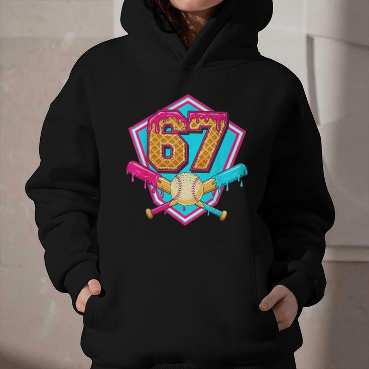 Baseball Drip Jersey Number 67 For Players & 67th Birthday Graphic Youth Hoodie