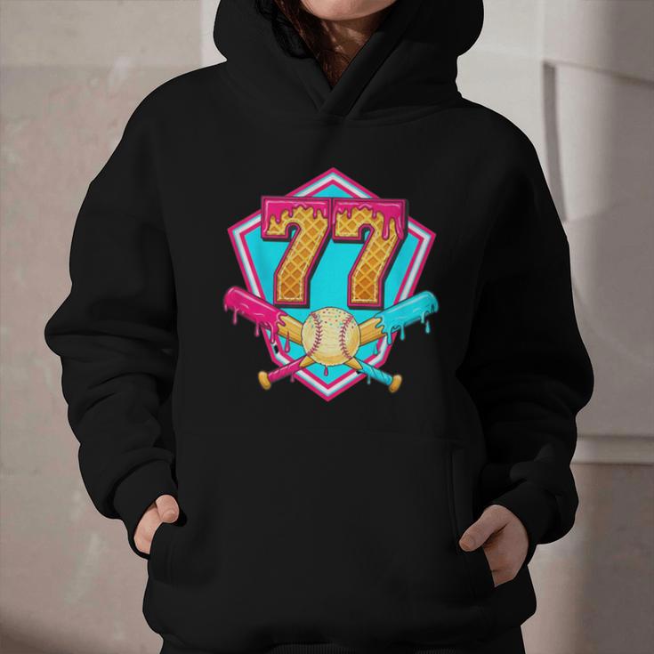 Baseball Drip Jersey Number 77 For Players & 77th Birthday Graphic Youth Hoodie Baseball Drip Jersey Number 77 For Players & 77th Birthday Graphic Youth Hoodie