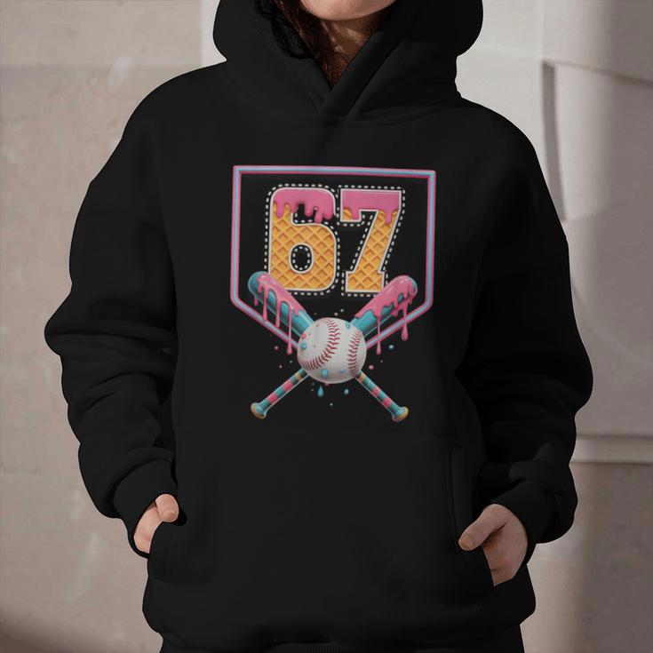 Baseball Drip Number 67 Fun Six Seven 6 7 Meme Graphic Youth Hoodie