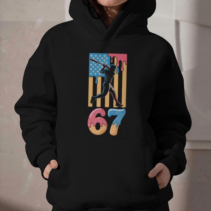 Baseball Drip USA Flag 67 Player 67th Birthday Ice Cream 67 Graphic Youth Hoodie Baseball Drip USA Flag 67 Player 67th Birthday Ice Cream 67 Graphic Youth Hoodie