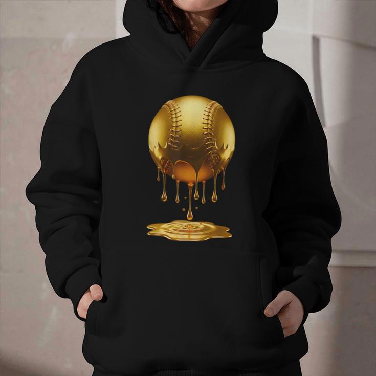 Baseball Dripping Drip Gold Sport Player Coach Baller Graphic Youth Hoodie